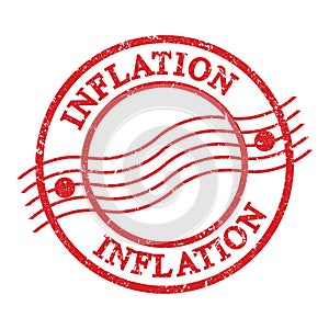 INFLATION, text written on red postal stamp