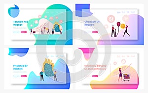 Inflation, Unstable Nominal Worth Landing Page Template Set. Finance Market Crisis in Percentage Rate photo