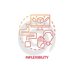 Inflexibility red gradient concept icon