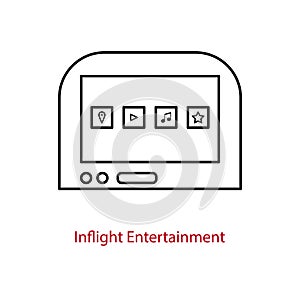 Inflight entertainment screen icon on an airplane seatback. photo