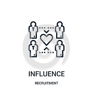 influence icon vector from recruitment collection. Thin line influence outline icon vector illustration