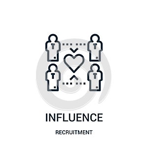 influence icon vector from recruitment collection. Thin line influence outline icon vector illustration photo