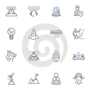 Influence line icons collection. Persuasion, Impact, Control, Authority, Clout, Force, Power vector and linear