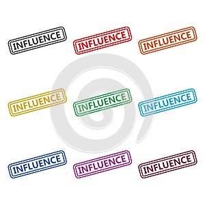 Influence sign, Influence Word icon or logo, color set