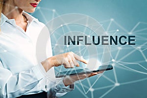 Influence text with business woman photo