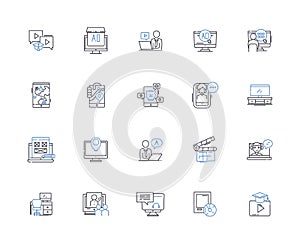 Influencer endorsement line icons collection. Endorsement, Influencer, Collaboration, Sponsorship, Partnerships photo
