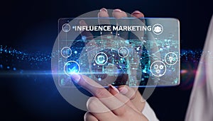 Influencer marketing concept. Business, Technology, Internet and network concept