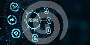 Influencer marketing concept. Business, Technology, Internet and network concept