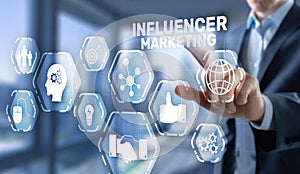 Influencer marketing Concept. Social Media Trust Traffic Promotion