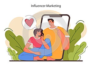 Influencer marketing. Social media or e-commerece digital promotion