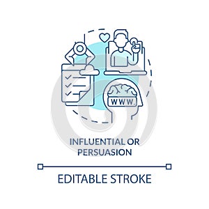 Influential and persuasion turquoise concept icon photo