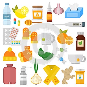 Influenza flu icons vector set.