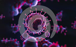 Influenza flu virus, influenza virus showing surface glycoprotein spikes hemagglutinin and neuraminidase, flu season concept photo