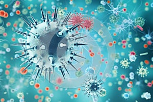 Influenza Virus H1N1. Swine Flu, infect organism, viral disease epidemic. 3d rendering photo
