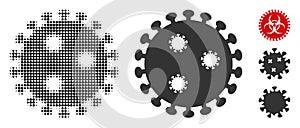 Influenza Virus Halftone and Solid Icon