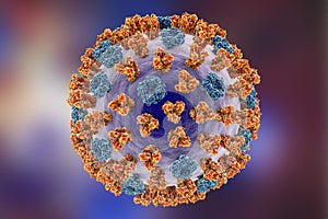 Influenza viruses on colorful background