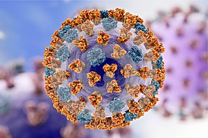 Influenza viruses on colorful background