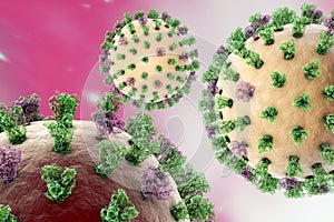 Influenza viruses on colorful background