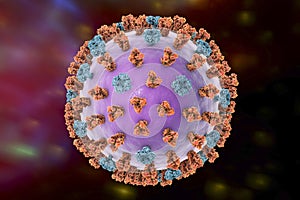 Influenza viruses on colorful background