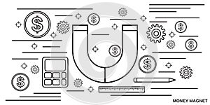 Money magnet vector concept