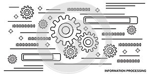 Information processing thin line vector concept