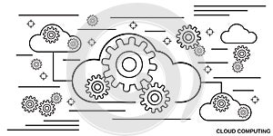 Cloud computing, network, data processing vector concept