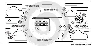 Information security, folder protection vector concept