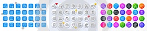 Info, Binary code and Share line icons. For web app, printing. Line icons. Vector