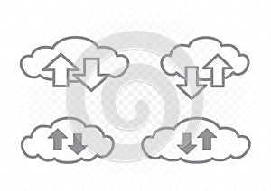 Info exchange through cloud icon set