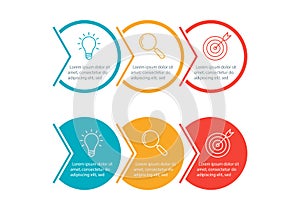 Info graphic for business presentation with 3 steps or option. Timeline infographics template with colorful circles