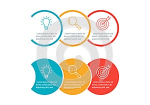 Info graphic for business presentation with 3 steps or option. Timeline infographics template with colorful circles