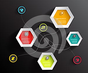 Info graphic circles and hexagons