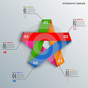 Info graphic with colorful folded paper star template
