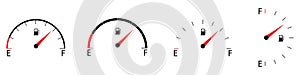 Info-graphic gauge element. Speedometer icon or sign with arrow. Vector.