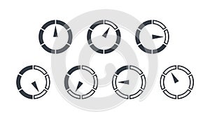 Info-graphic gauge elements. Speedometer set icons or sign with arrow.