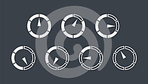 Info-graphic gauge elements. Speedometer set icons or sign with arrow.