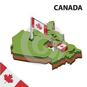 Info graphic  Isometric map and flag of CANADA. 3D isometric Vector Illustration