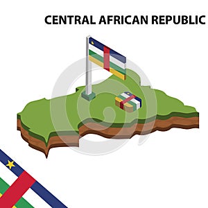 Info graphic  Isometric map and flag of CENTRAL AFRICAN REPUBLIC. 3D isometric Vector Illustration