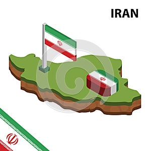 Info graphic  Isometric map and flag of IRAN. 3D isometric Vector Illustration