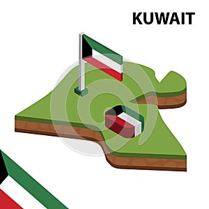Info graphic  Isometric map and flag of KUWAIT. 3D isometric Vector Illustration