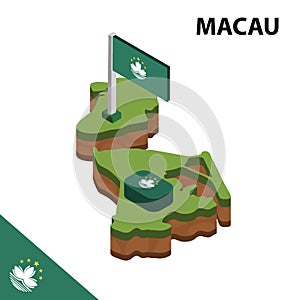 Info graphic  Isometric map and flag of MACAU. 3D isometric Vector Illustration