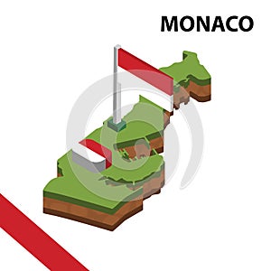 Info graphic  Isometric map and flag of MONACO. 3D isometric Vector Illustration