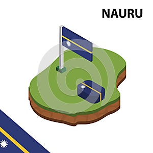 Info graphic  Isometric map and flag of NAURU. 3D isometric Vector Illustration