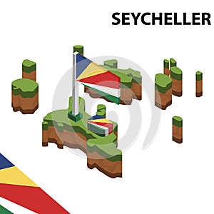 Info graphic  Isometric map and flag of  SEYCHELLES. 3D isometric Vector Illustration