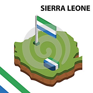 Info graphic  Isometric map and flag of SIERRA LEONE. 3D isometric Vector Illustration