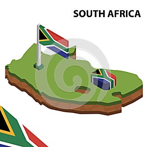 Info graphic  Isometric map and flag of SOUTH AFRICA. 3D isometric Vector Illustration