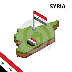 Info graphic  Isometric map and flag of SYRIA. 3D isometric Vector Illustration
