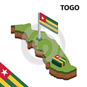 Info graphic  Isometric map and flag of TOGO. 3D isometric Vector Illustration