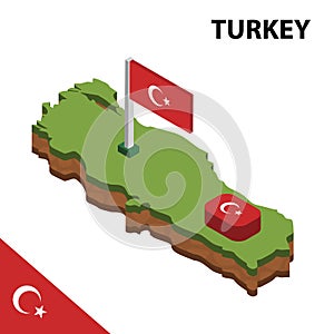 Info graphic  Isometric map and flag of TURKEY. 3D isometric Vector Illustration