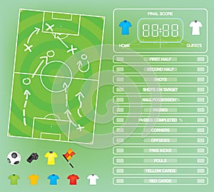 Info graphics for football soccer game ,icons,game elements,scoreboard